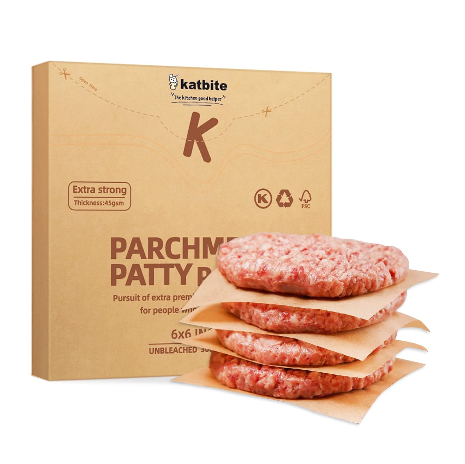 Katbite 300Pcs 6x6 Inches Patty Paper