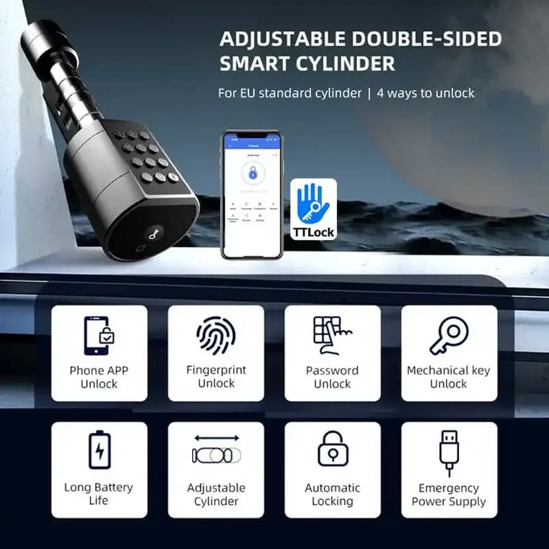 Smart Gold Euro Cylinder Lock: Unlock with Ease