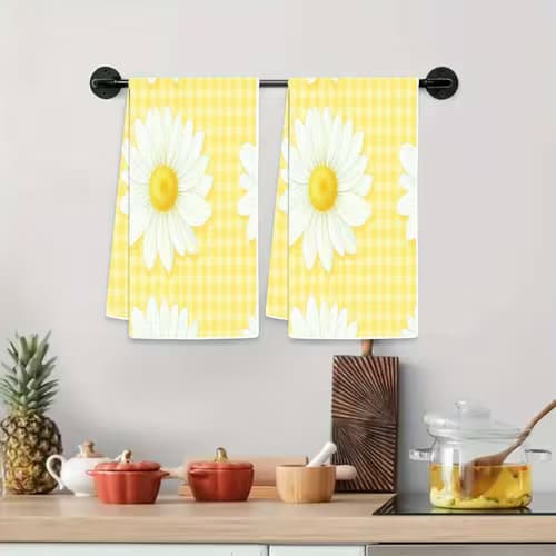 Charming Yellow Gingham Kitchen Towels for Spring