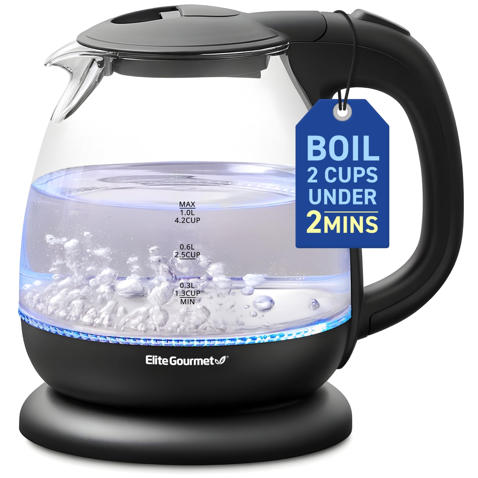 Elite Gourmet EKT1001 Electric 1.0L BPA-Free 1100W Glass
