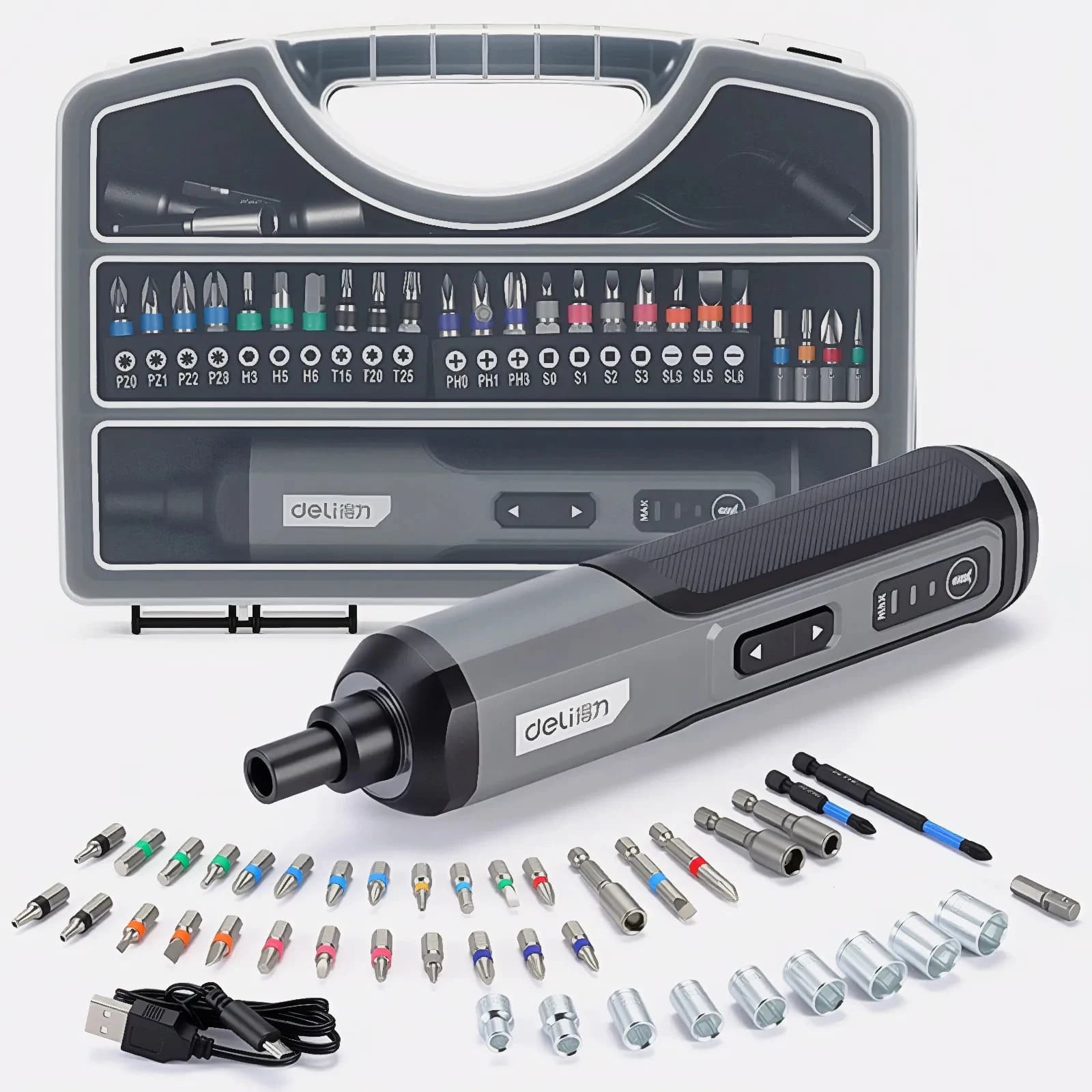 Deli 4V Cordless Electric Screwdriver Set 5N.m Max