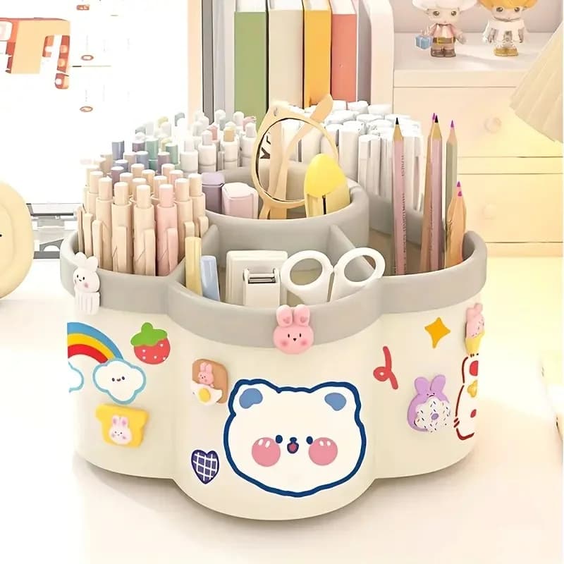 Large Capacity 360° Rotating Pen Holder Multifunctional