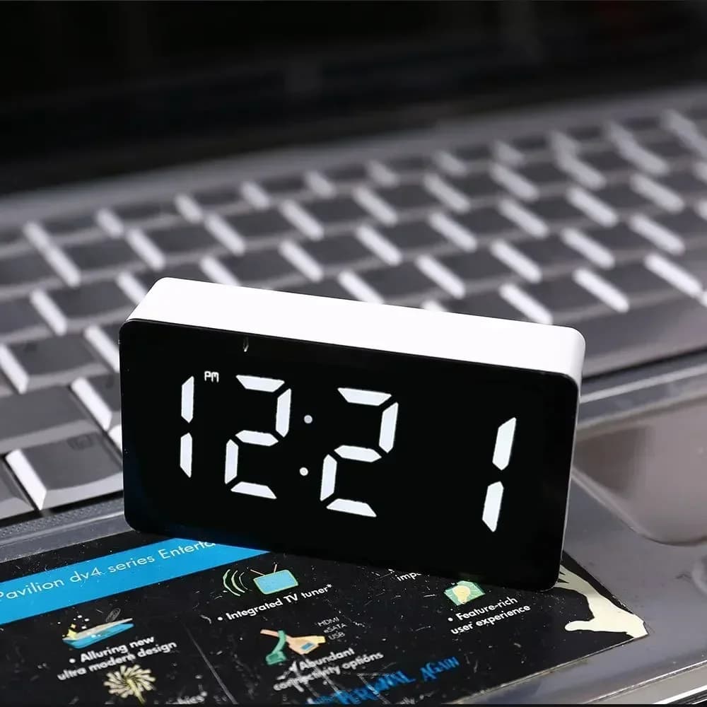 Trendy LED Mirror Alarm Clock for Your Desk
