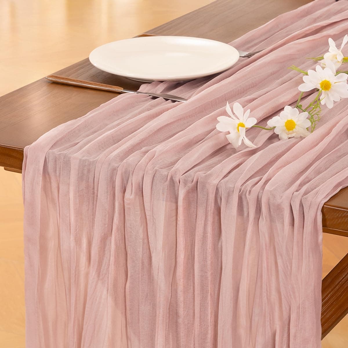 Versatile Pink Cheesecloth Table Runner for Events
