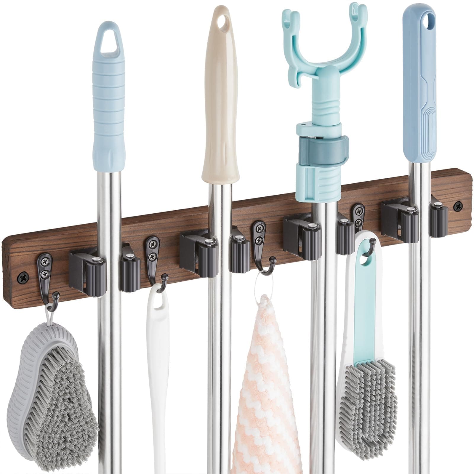 Rustic Mop and Broom Holder for Organized Spaces