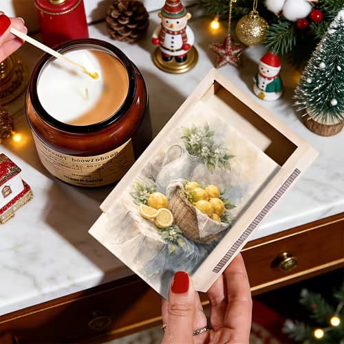 Charming Wooden Storage Box with Lemon Artwork
