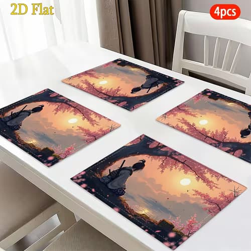 Samurai Cherry Blossom Placemats: Trendy Table Decor