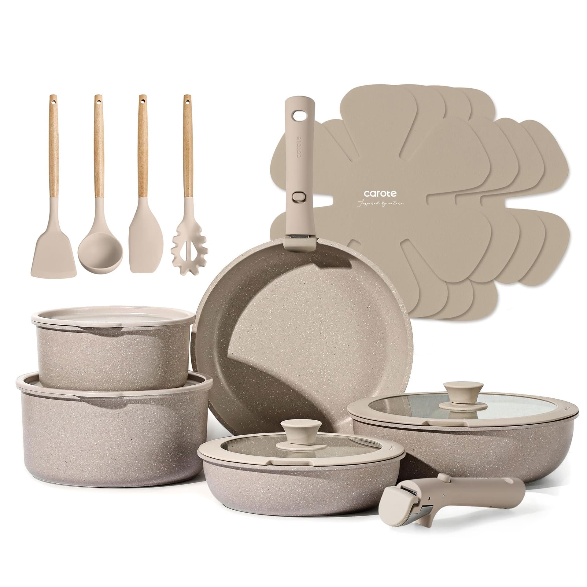 CAROTE 19pcs Pots and Pans Set Non Stick