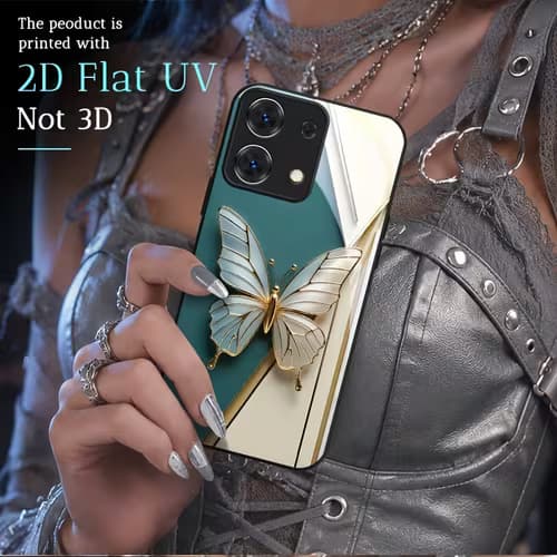 Stylish Butterfly Tempered Glass Phone Case