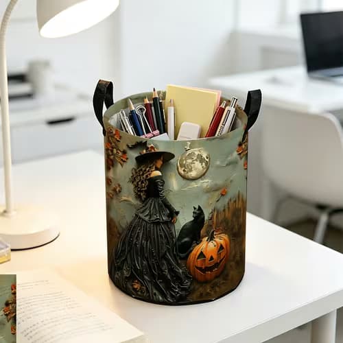 1pc 2D Printed Oxford Cloth Foldable Desktop Storage