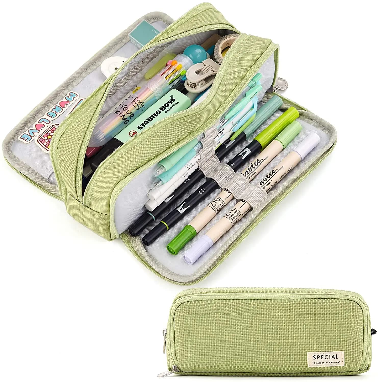 Kawaii Large Capacity Pencil Case 3 Compartment Pouch