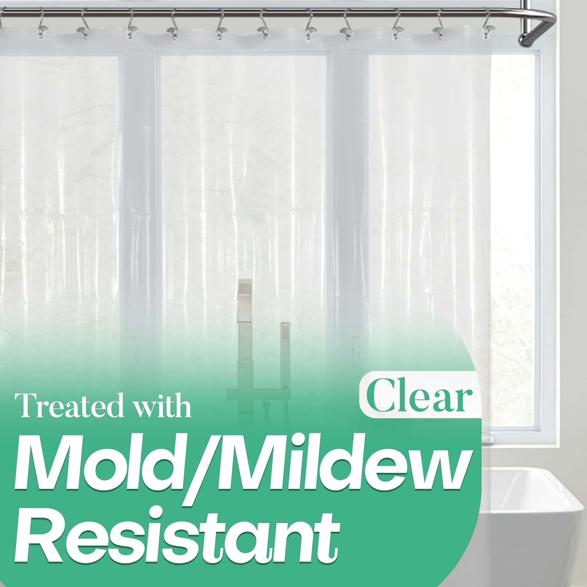 Mrs Awesome Clear Shower Curtain Liner with 3