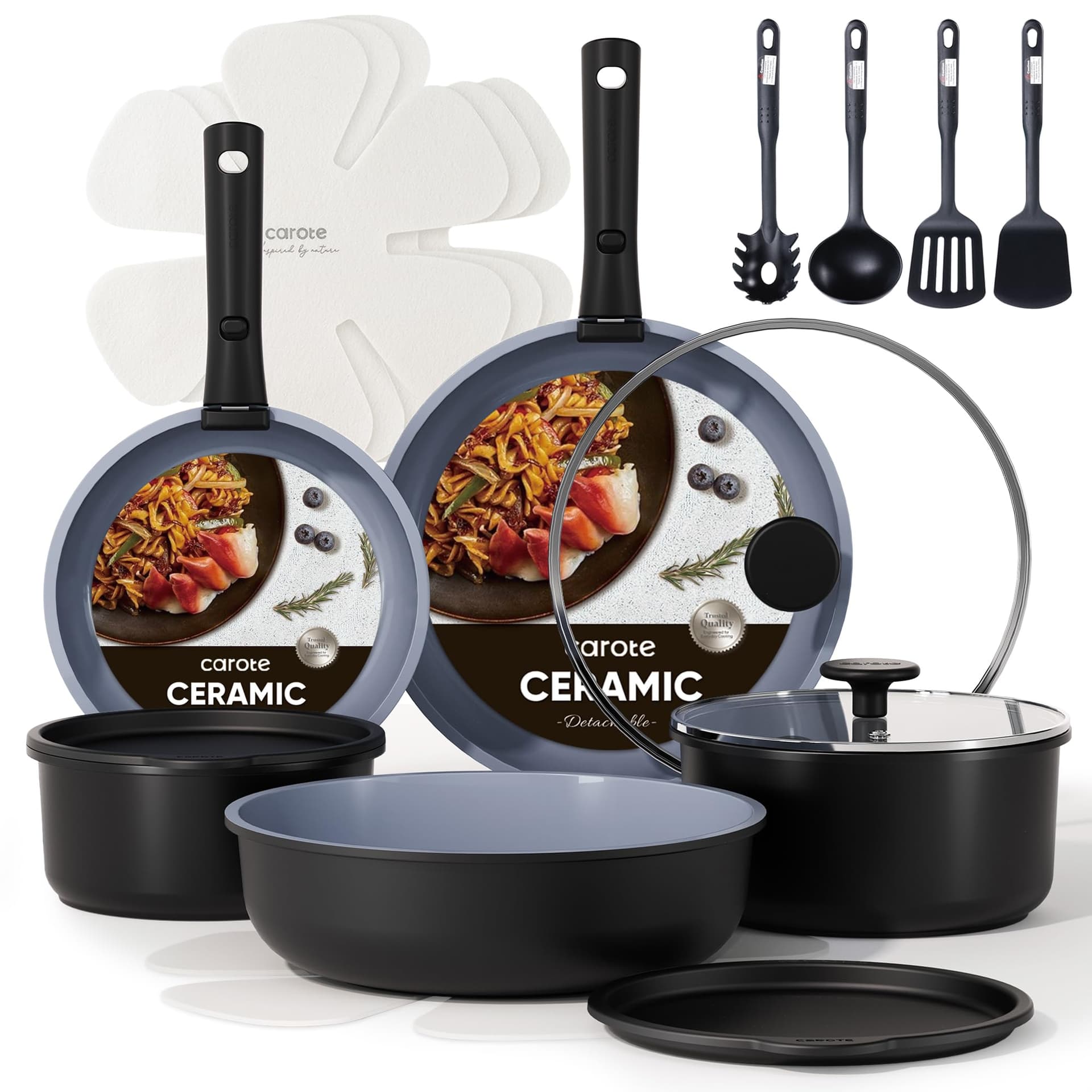 CAROTE 19PCS Ceramic Cookware Sets