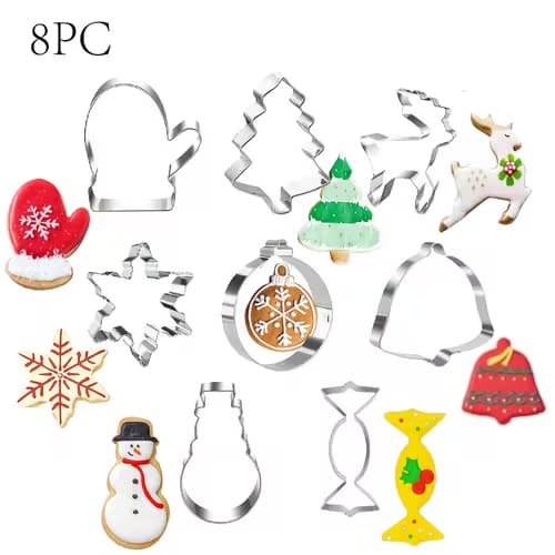 8pcs, Christmas theme series stainless steel cookie mold