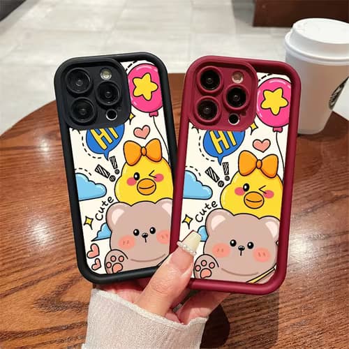 Adorable Bear & Duck Phone Case for iPhone Models