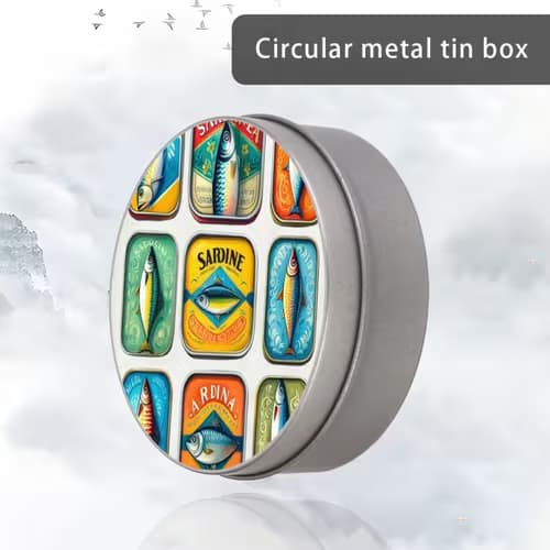 1pc Round Metal Tin Box
