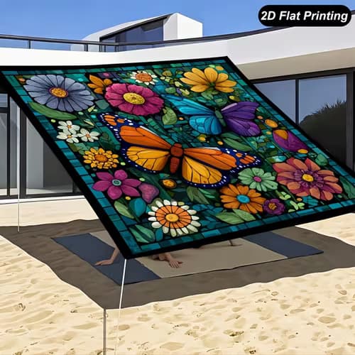 1pc Butterfly Flower Pattern Outdoor Sunshade Cloth