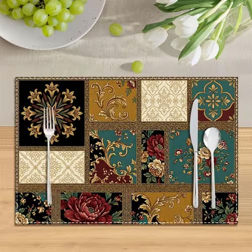 Elegant Victorian Damask Placemats for Dining