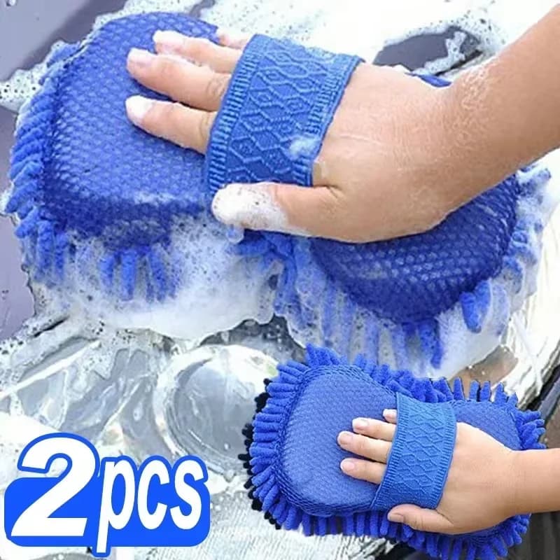 1/2Pcs Microfiber Chenille Car Wash Sponge Pad Washing