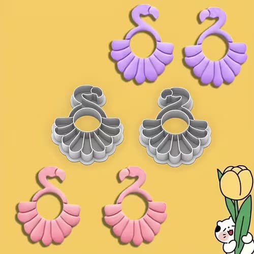 2pcs Summer Seascape Theme Flamingo Clay Cutter Set