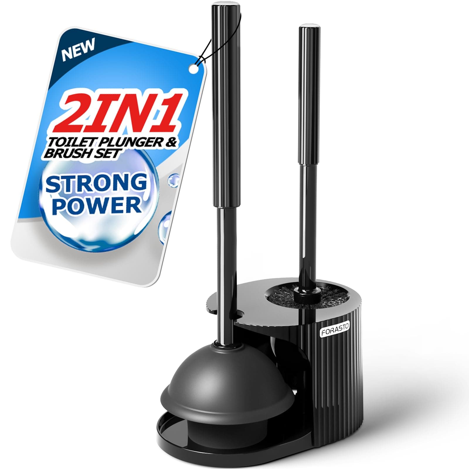 FORASTO 2 in 1 Toilet Plunger and Brush Set