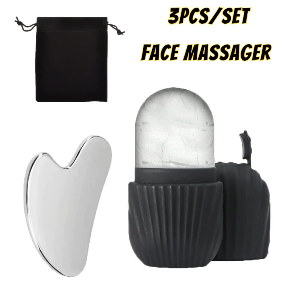 1/3PCS Ice Face Roller Stainless Steel Gua Sha