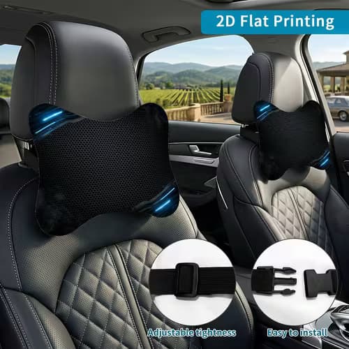 2pcs Sci-Fi Style Futuristic Black Car Seat Headrest
