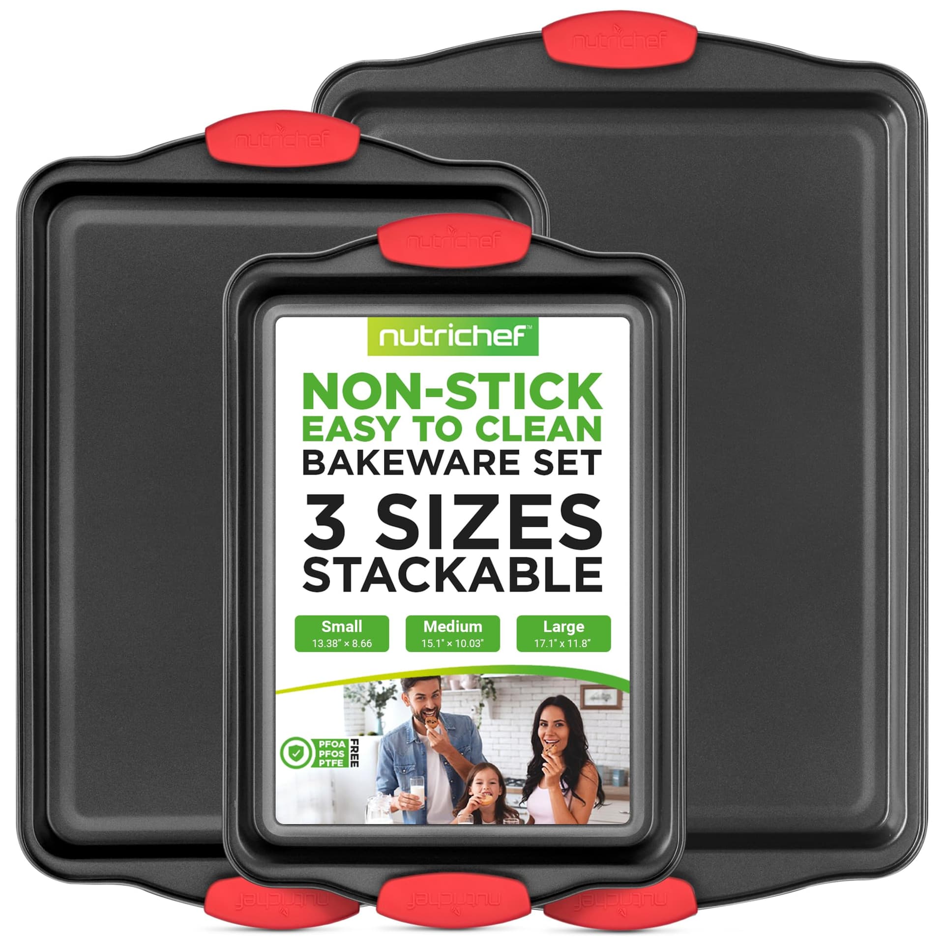 NutriChef 3-Piece Nonstick Kitchen Oven Baking Pans