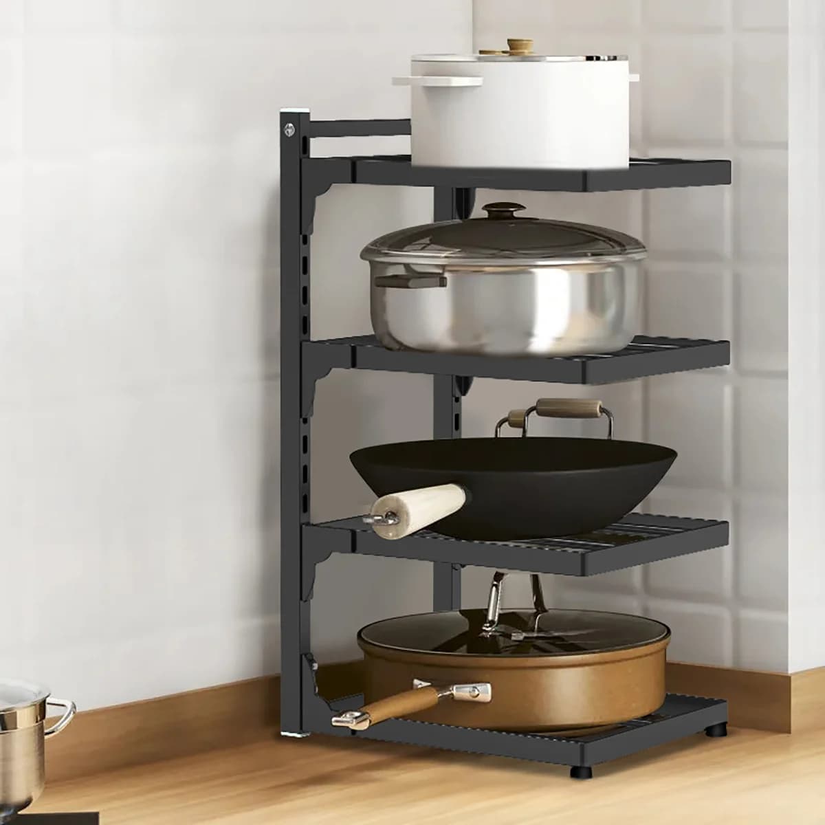 Adjustable Kitchen Storage Rack for Space-Saving