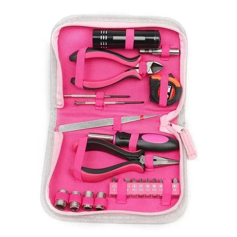 23Pcs Pink Screwdriver Pliers Tool Kit Multifunctional Plier