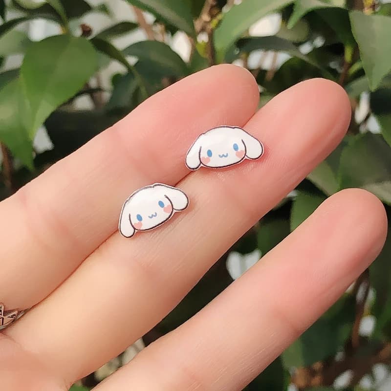 Kawaii Sanrio Cinnamoroll Earrings Anime Cartoon Cute Beauty