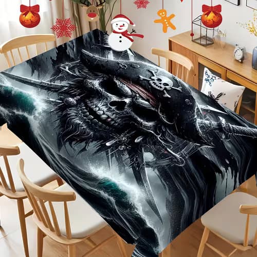 2D Flat Printing Dark Style Skull Sword and