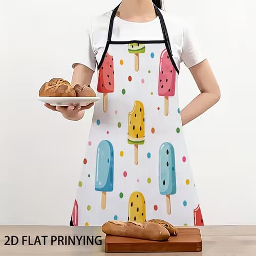 Apron Featuring a Colorful Polka Dot Summer Popsicle