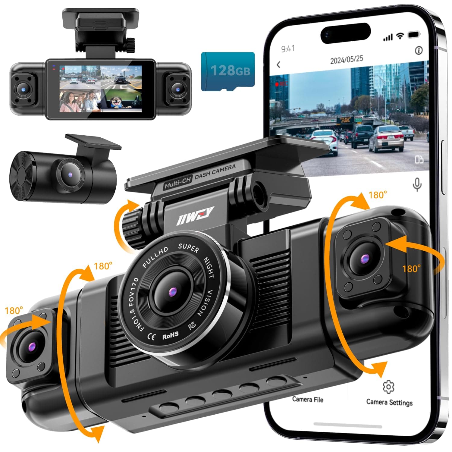 IIWEY N5 4 Channel Dash Cam 360° View