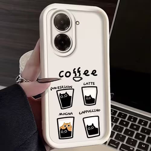 Trendy Redmi A5 Coffee & Cat Phone Case
