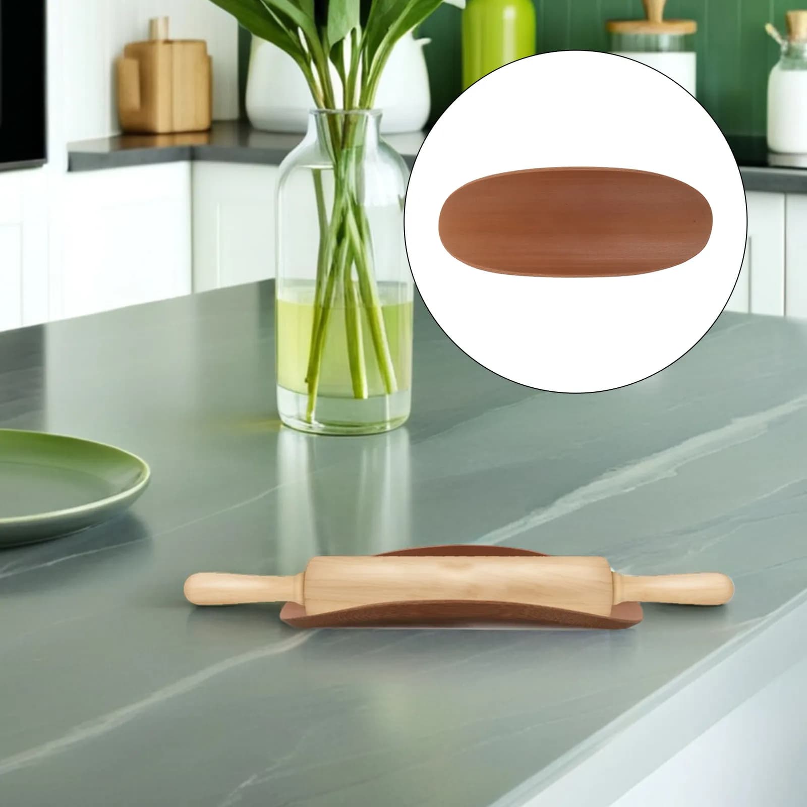 Stable Bamboo Base for Rolling Pin Organization