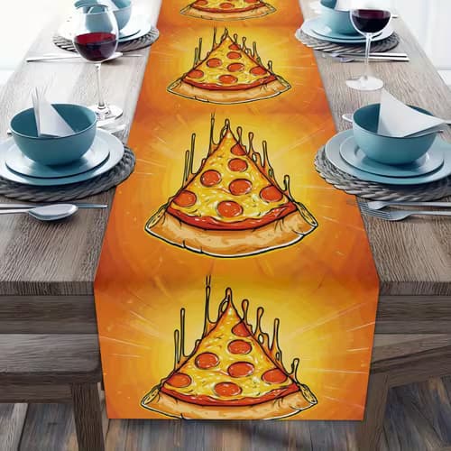 Vibrant Pizza Table Runner for Fun Dining