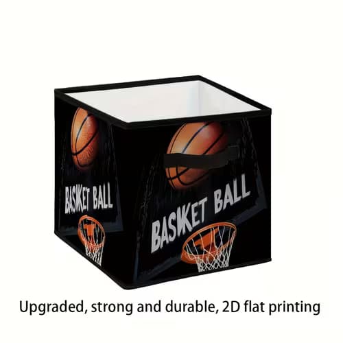 1pc Basketball Print Foldable Colored Storage Box