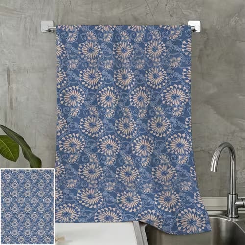 2pcs 2D Flat Printing Chrysanthemum Dish Towel Traditional