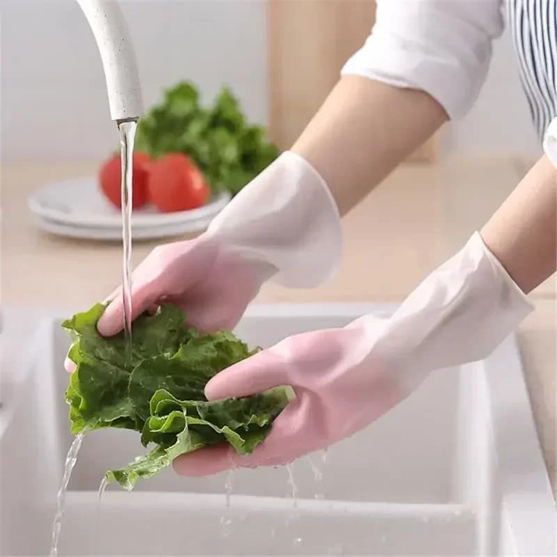 Trendy Rubber Dishwashing Gloves for Home Care