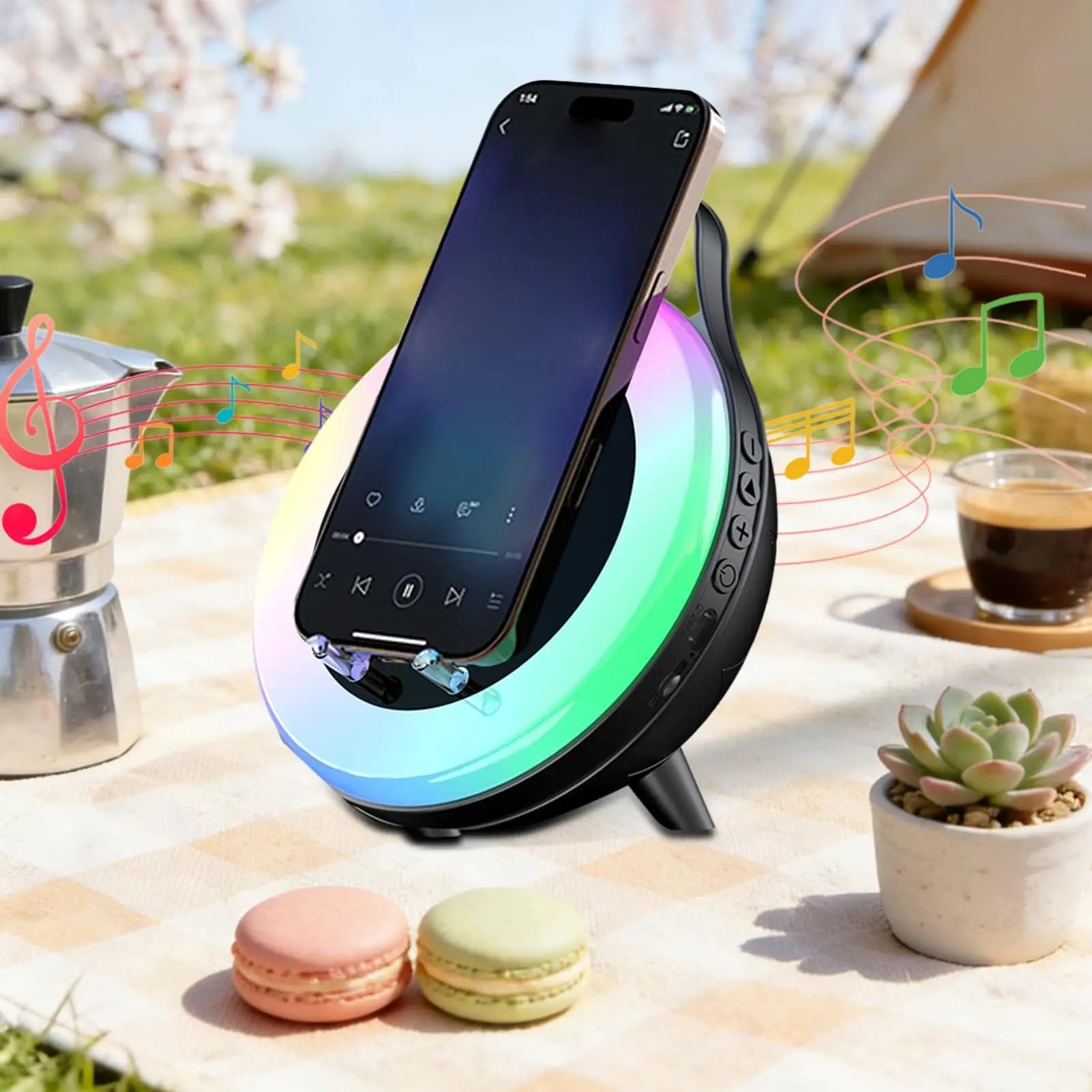 Cool Hi-Fi Wireless Speaker Stand with Fast Charging