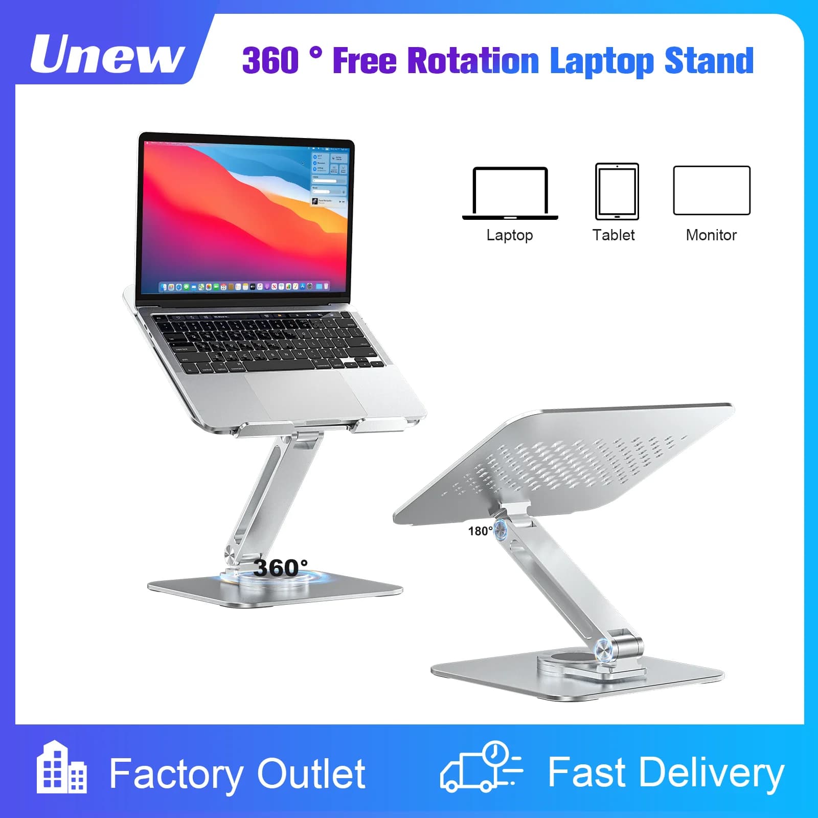 360° Rotatable Stand Metal Aluminum For Laptop Holder
