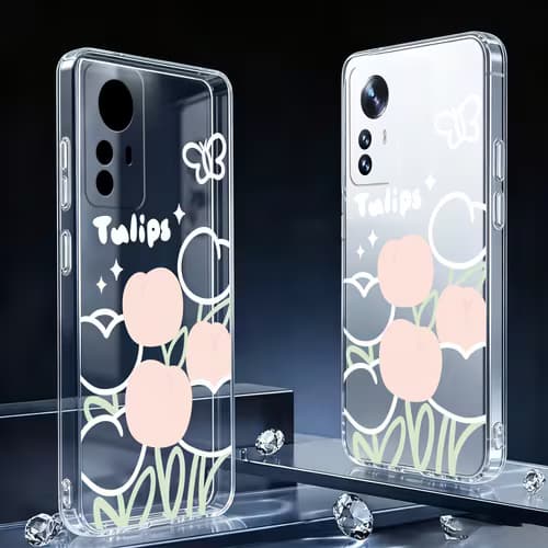 Phone Case - 2D Pink Tulip Pattern Transparent