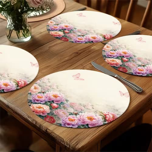Nature-Inspired Placemats: Butterflies & Peonies