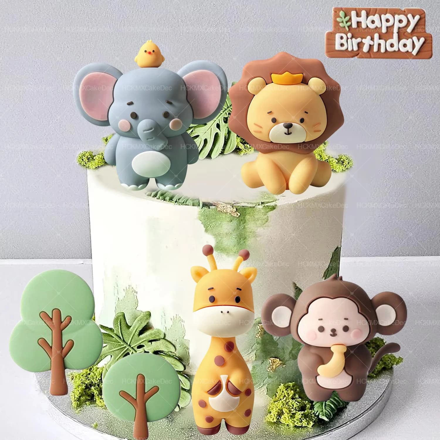 New Safari Cake Topper Wild Animals-Lion Elephant Giraffe