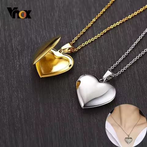 Vnox Openable Heart Locket: Cherish Family Moments