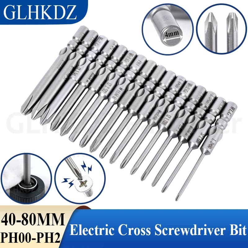40-80mm 800 Electric Phillips Screwdriver Bit 4mm Round