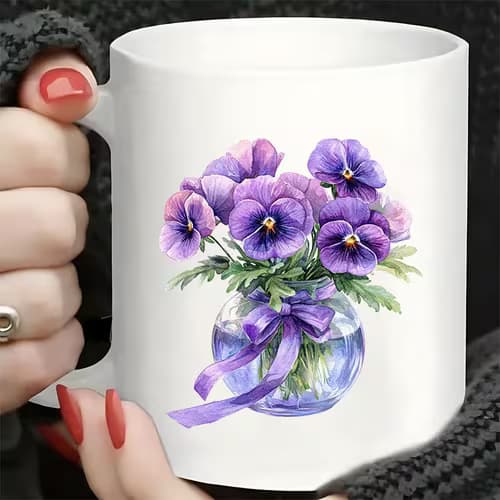 Vibrant Purple Pansies: Trendy Decor Stickers