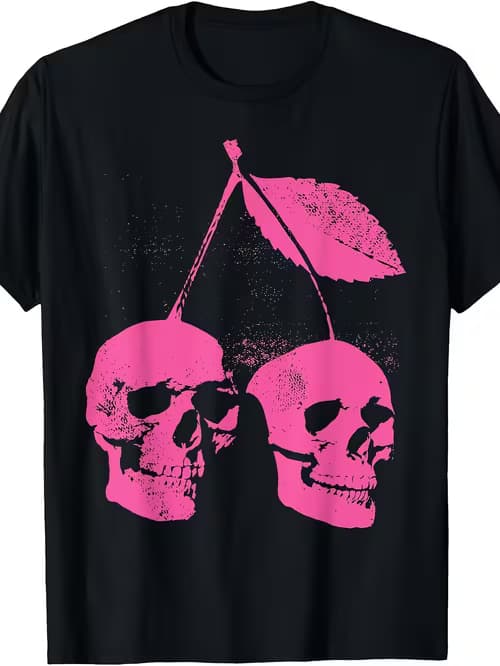 Cherry Skulls Pastel Goth Kawaii Punk T-Shirt Men'S