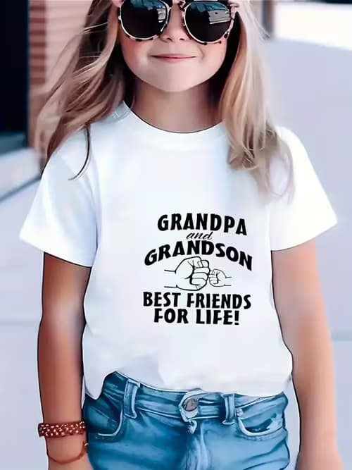 Girls 100% Short Sleeve T-Shirt Soft And Comfortable